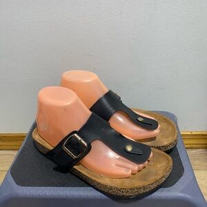 Anna Glory-200 Women’s Black Leather Sandals with Buckle Size 8